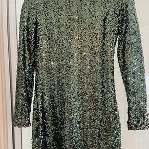 Badgley Mischka Belle Green Sequin Party Dress